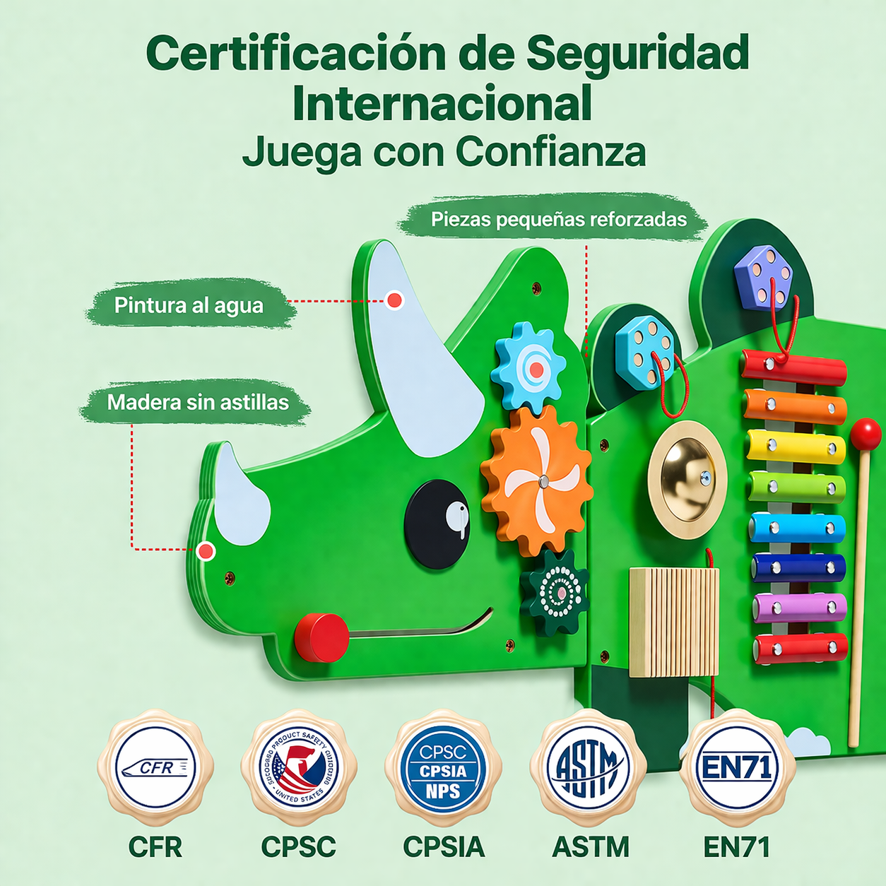 Panel Sensorial Montessori Dinosaurio – Centro Educativo de Desarrollo Integral 11 en 1