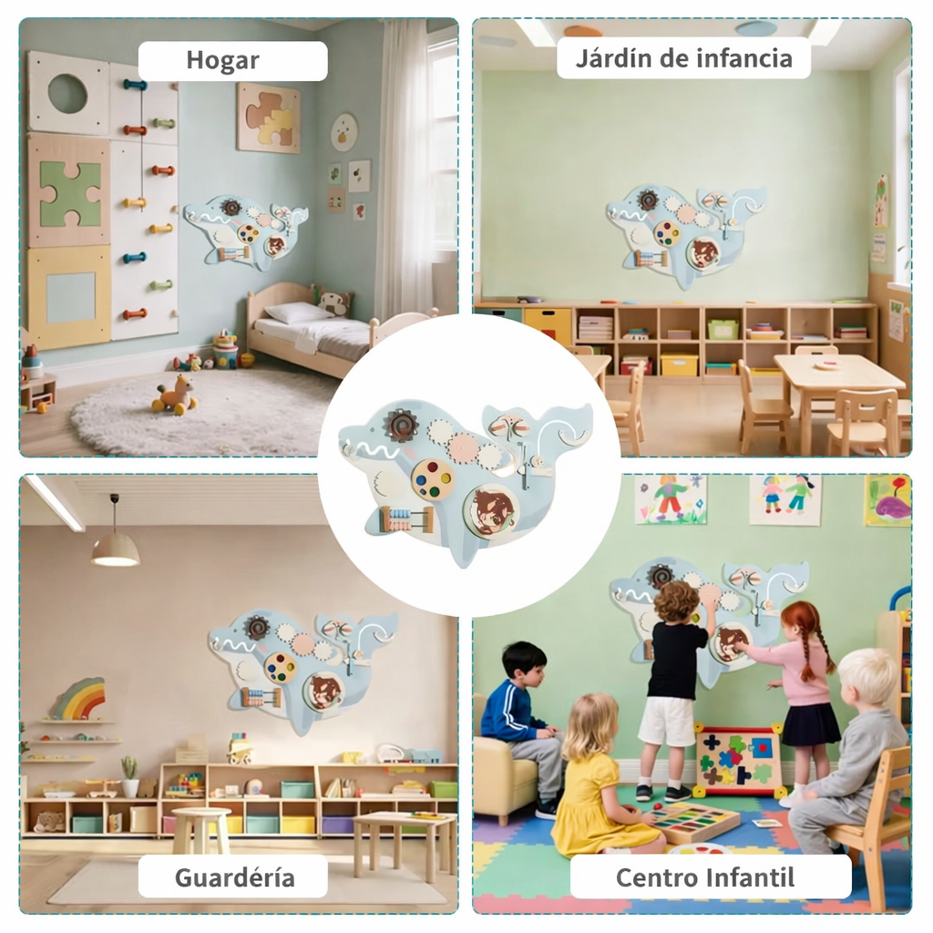 Panel Sensorial Montessori Delfín de Madera