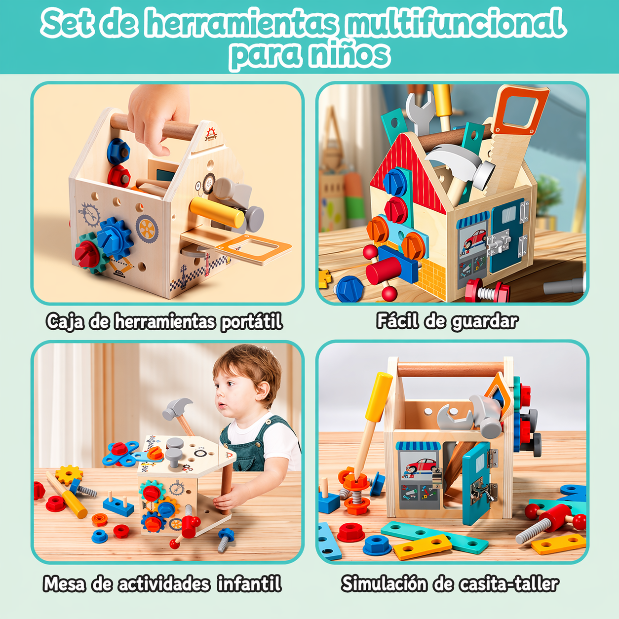Caja Montessori de Herramientas en Madera