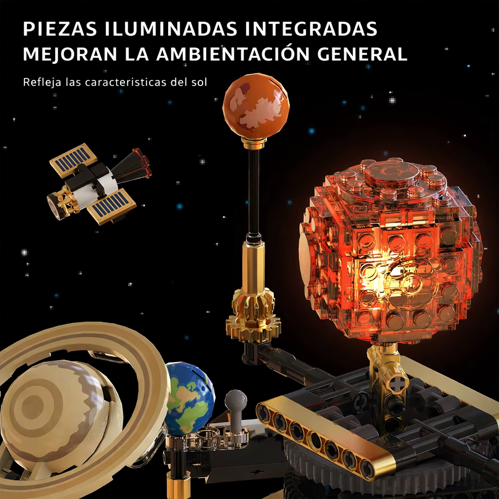 Sistema Solar Giratorio Eléctrico con Luces LED