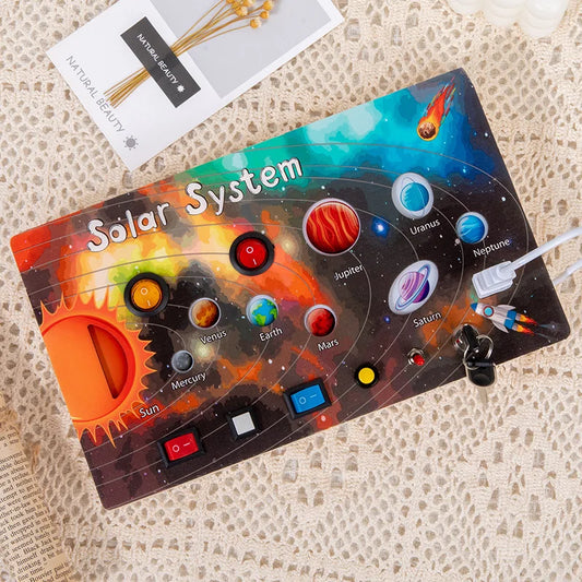 Panel Sensorial Montessori Sistema Solar con Luces LED