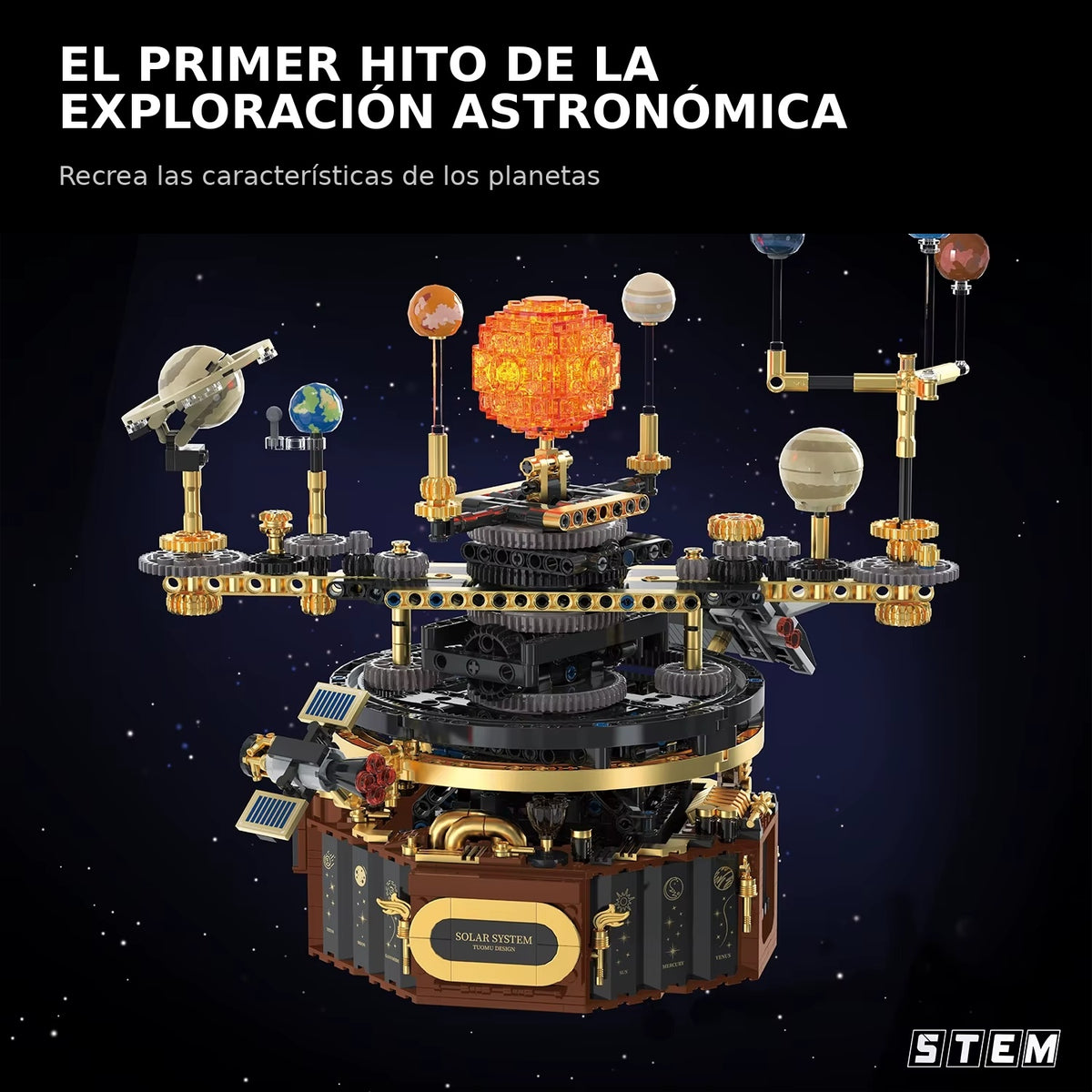 Sistema Solar Giratorio Eléctrico con Luces LED