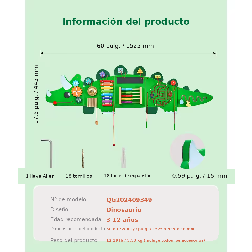 Panel Sensorial Montessori Dinosaurio – Centro Educativo de Desarrollo Integral 11 en 1